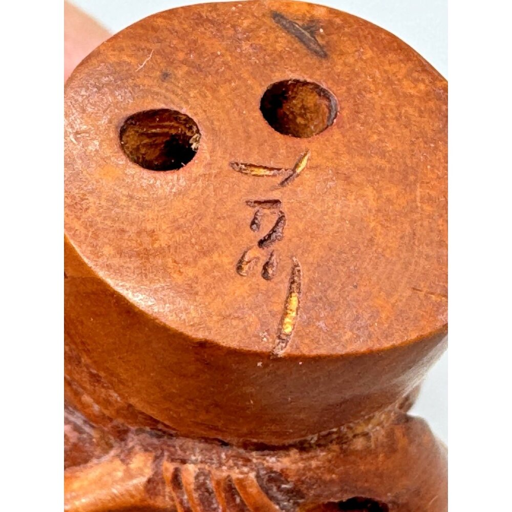 Netsuke Hand Carved Boxwood Mouse Toggle Luck Charm 2 inch Japanese Inro Ojime - Picture 5 of 6